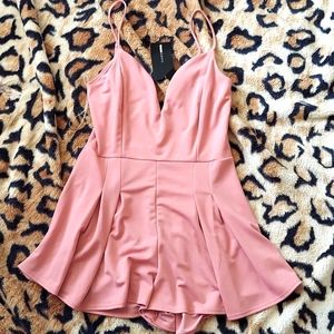 Fashion nova light pink romper ruffle bottom